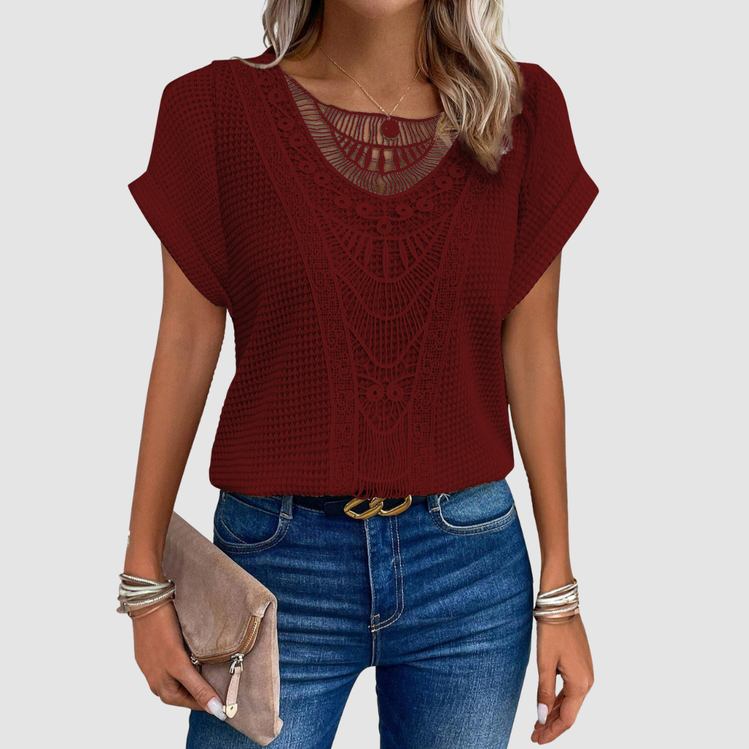 Women’s Crochet Short-Sleeve Top