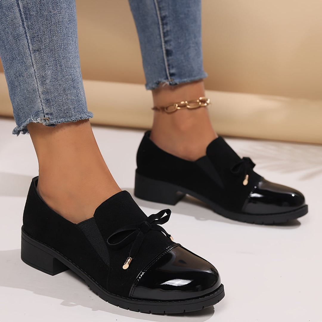 Women’s Patent Bow-Detail Block-Heel Loafers
