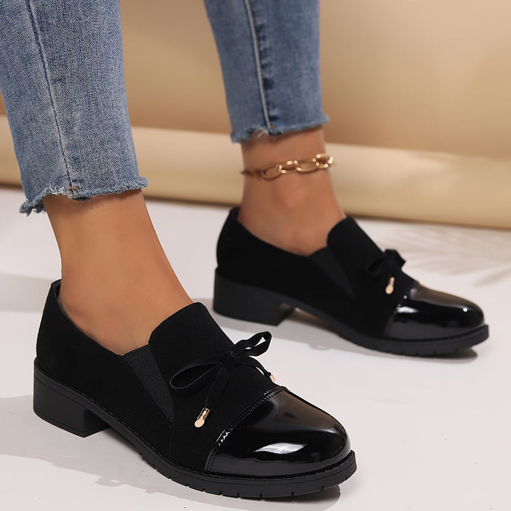 Women’s Patent Bow-Detail Block-Heel Loafers