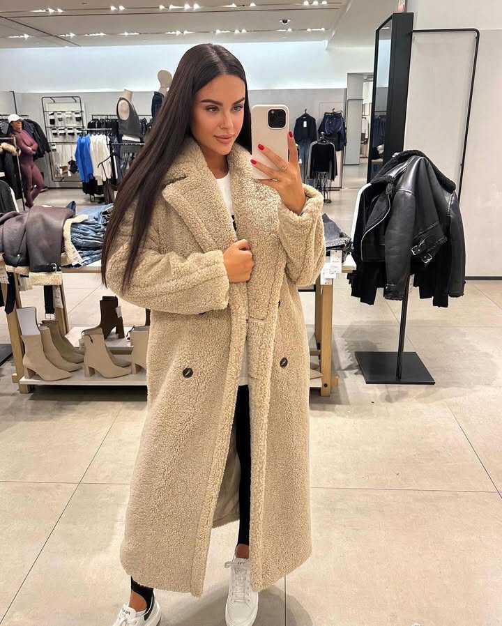 Women’s Longline Double-Breasted Teddy Coat