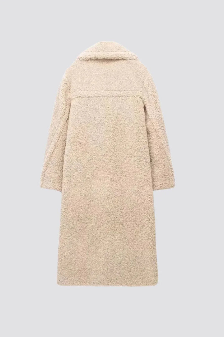 Women’s Longline Double-Breasted Teddy Coat