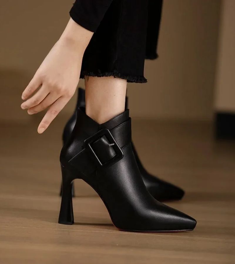 Women’s Buckle-Detail High-Heel Ankle Boots