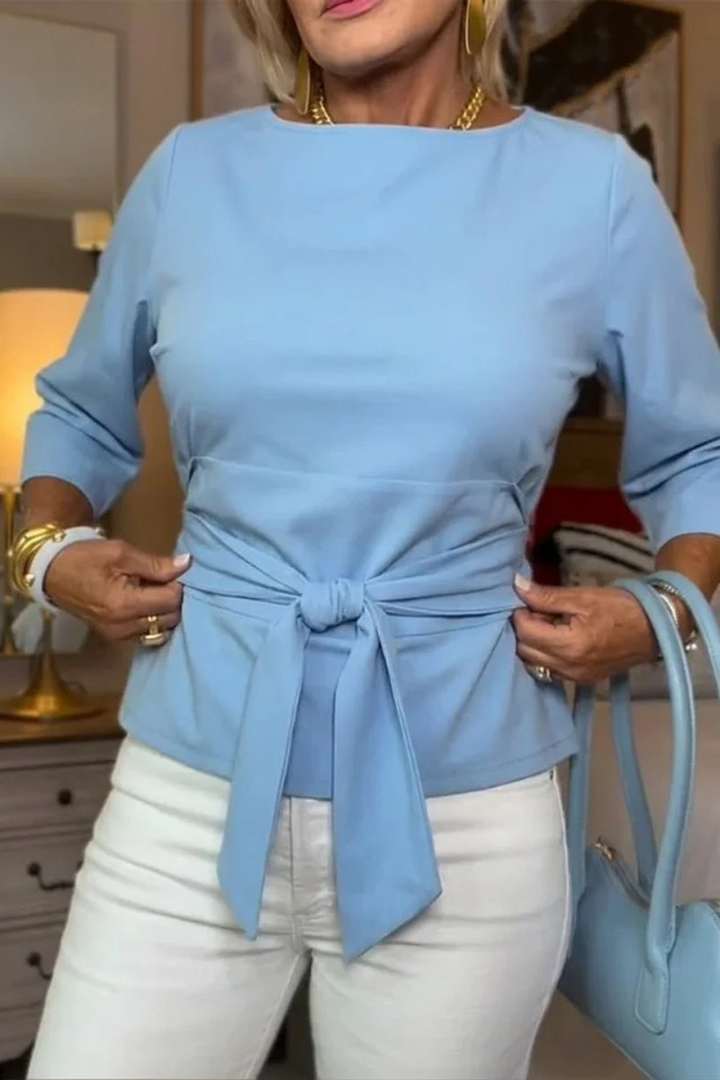 Women’s Tie-Waist Three-Quarter-Sleeve Top