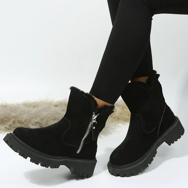 Women’s Faux-Fur-Lined Chunky Ankle Boots