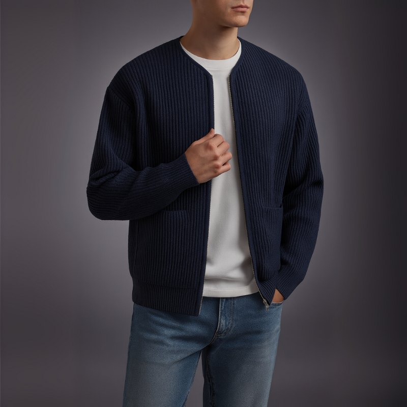Men’s Ribbed Full-Zip Cardigan