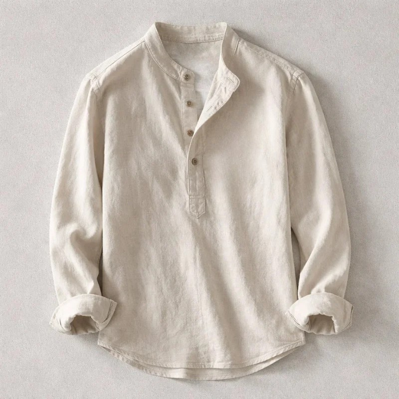 Men’s Linen Henley Shirt