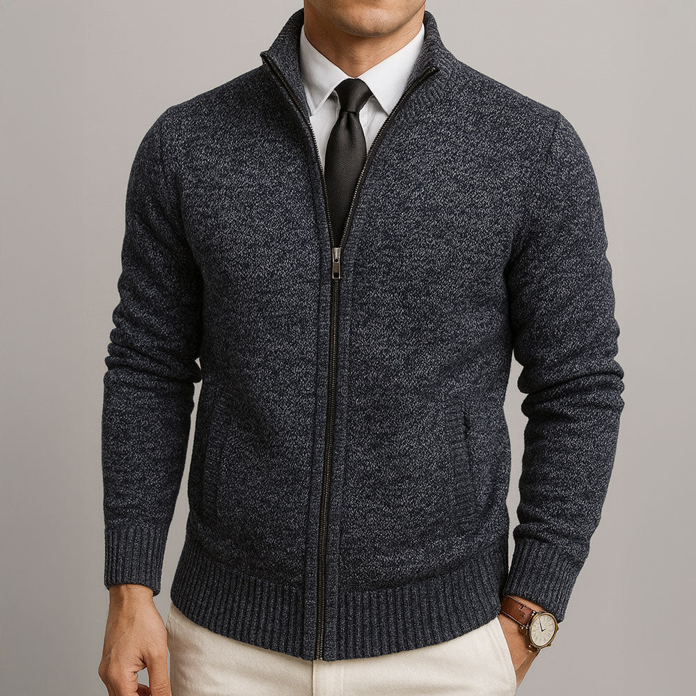 Men’s Textured Full-Zip Knitted Cardigan