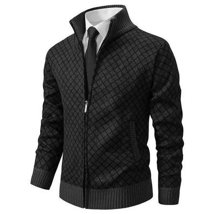Men’s Textured Zip-Up Knitted Cardigan
