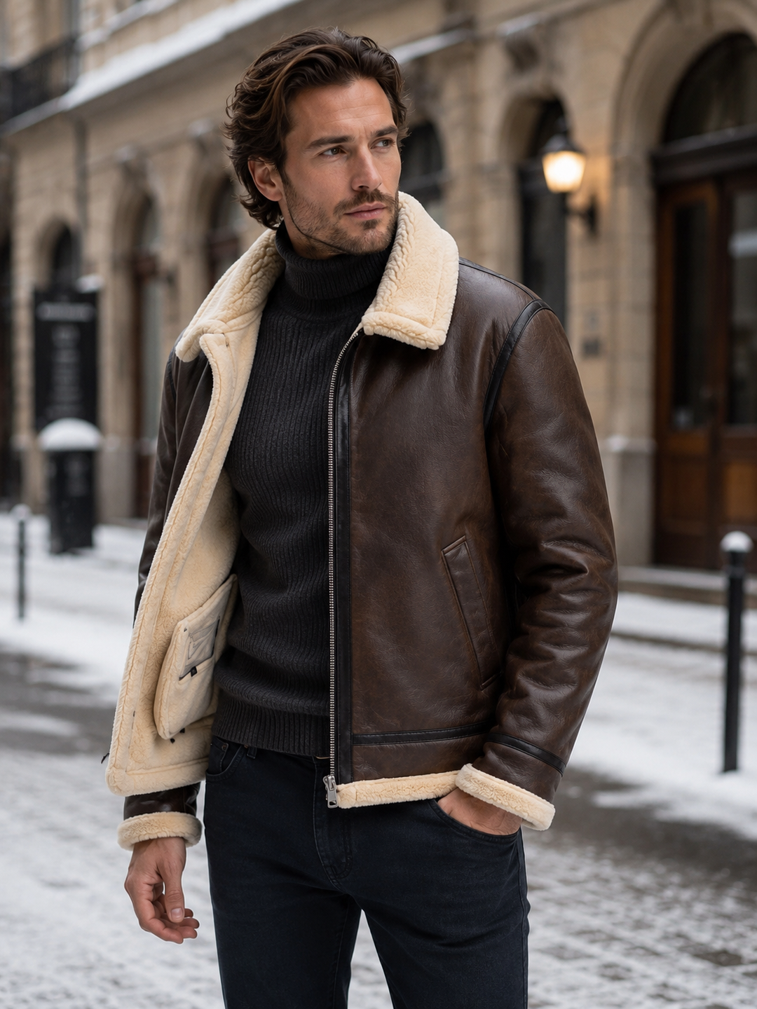 Men’s Fleece-Lined Aviator Jacket