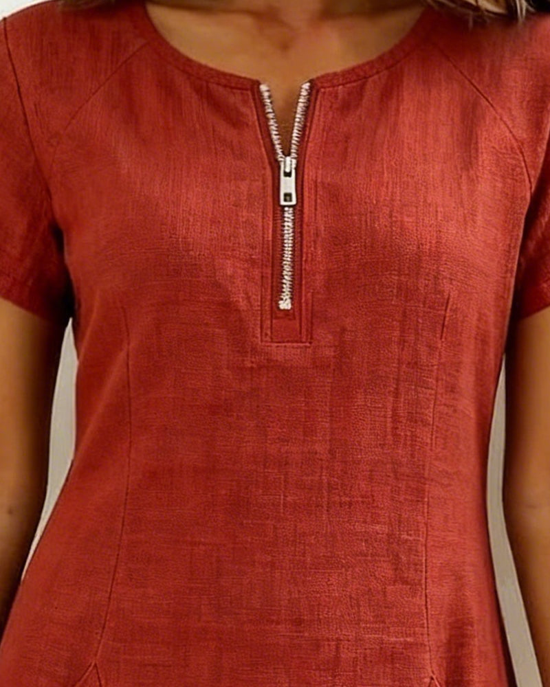 Ellie | Cotton Dress with Zipper Pocket