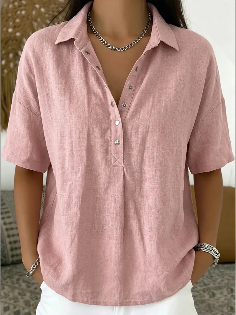 Women’s Short-Sleeve Blouse with Collar