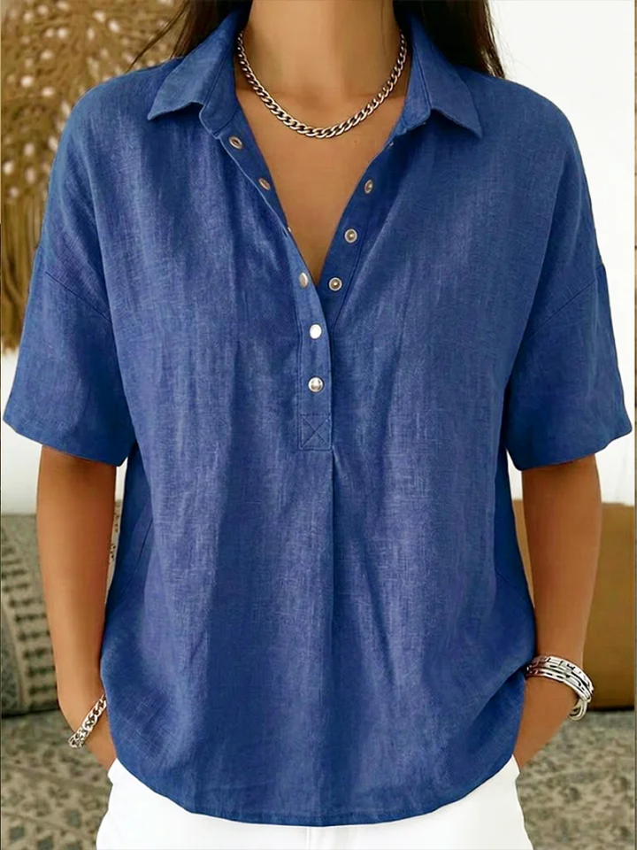 Women’s Short-Sleeve Blouse with Collar