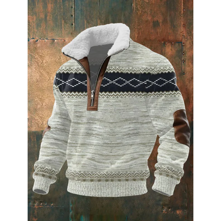 Men’s Fleece-Collar Cable-Knit Quarter-Zip Jumper
