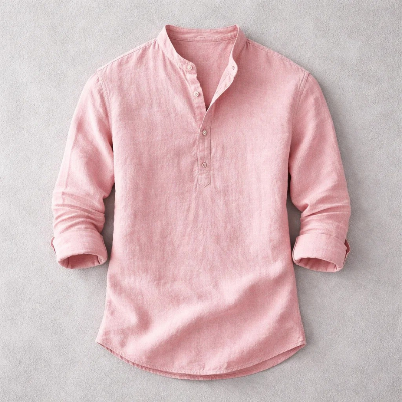 Men’s Cotton-Linen Henley Shirt