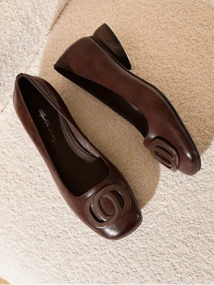 Women’s Leather Square-Toe Ballet Flats