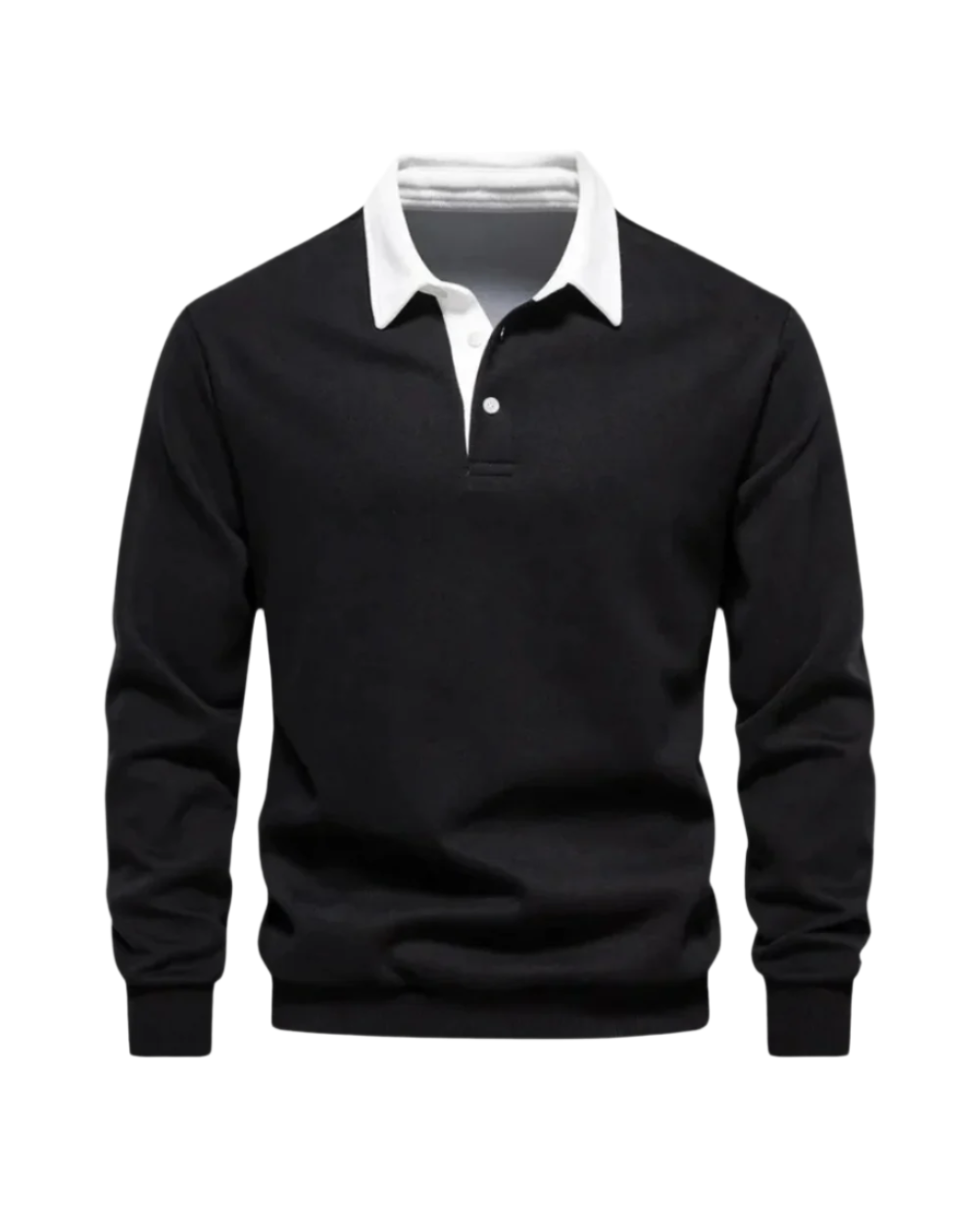 Men’s Long-Sleeve Polo Shirt with Contrast Collar