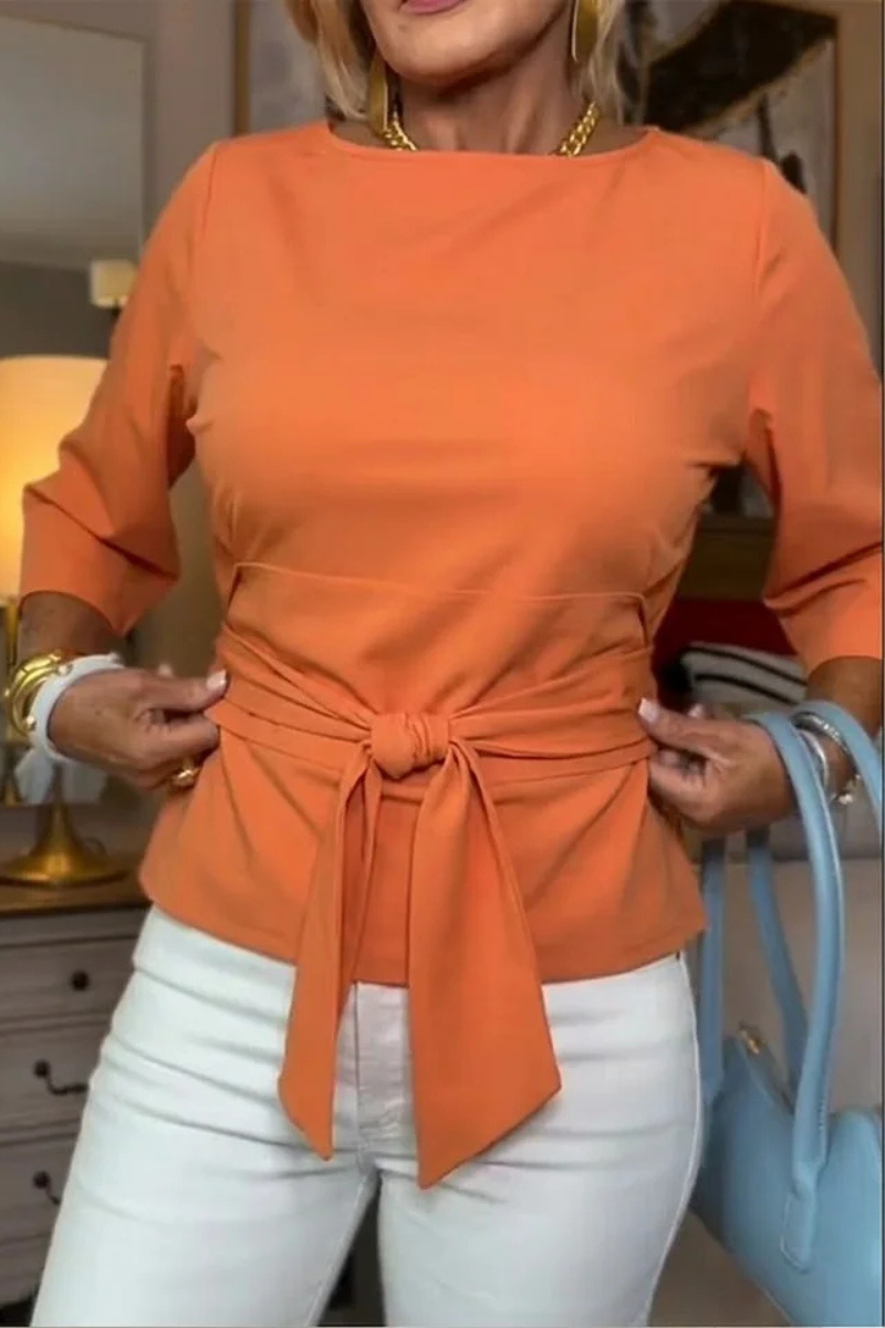 Women’s Tie-Waist Three-Quarter-Sleeve Top