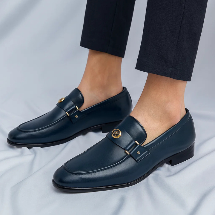 Men’s Leather Loafers with Gold Detail
