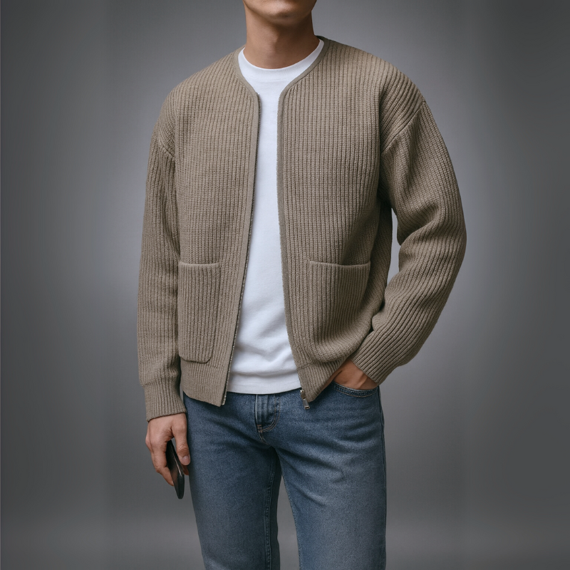 Men’s Ribbed Full-Zip Cardigan