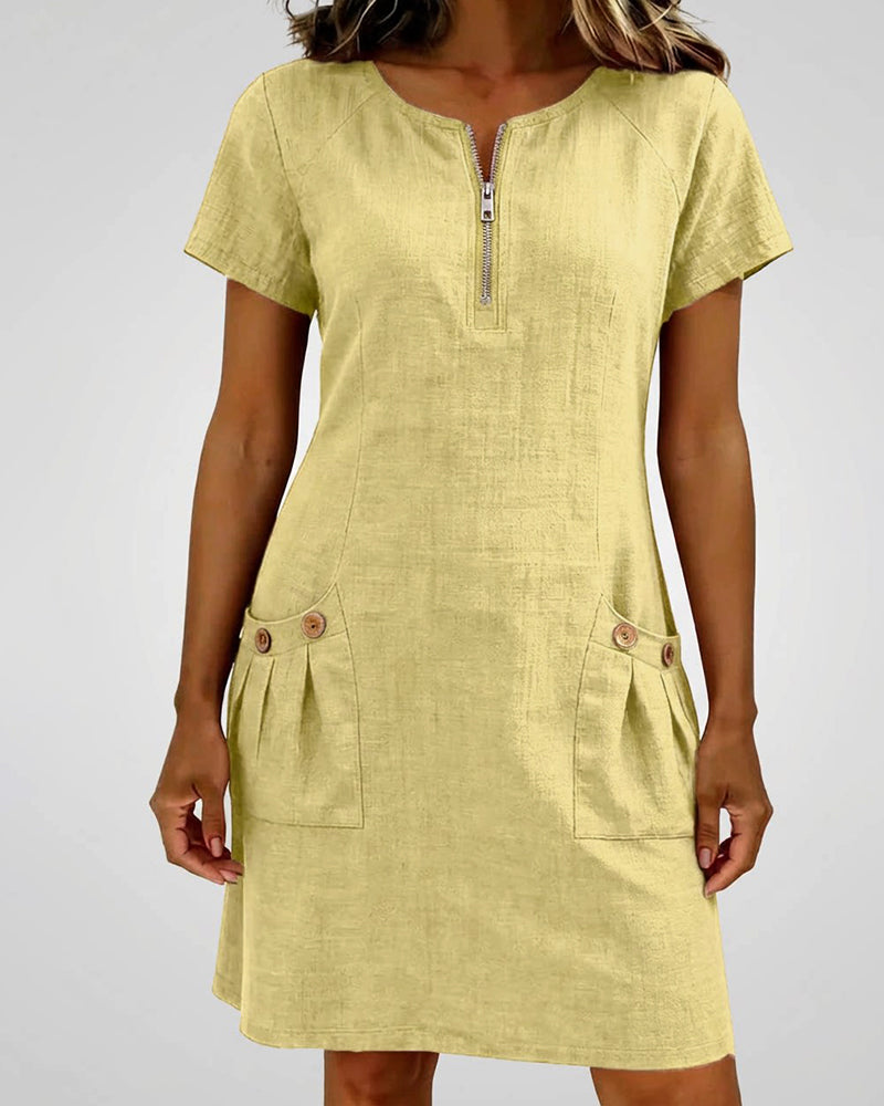 Ellie | Cotton Dress with Zipper Pocket