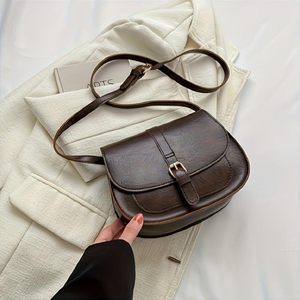 Evelyn | Compact and Stylish — Leather Saddle Bag