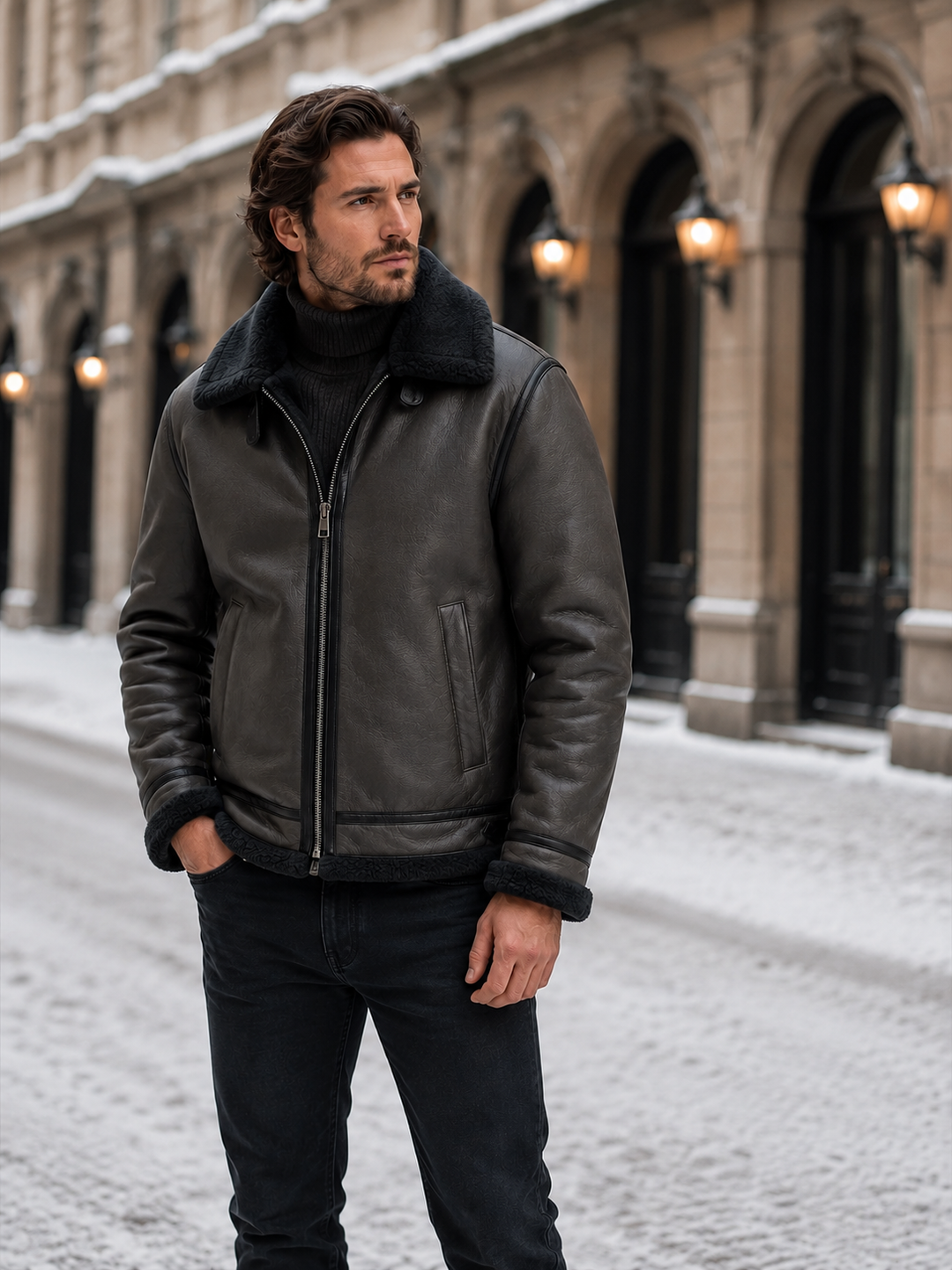 Men’s Fleece-Lined Aviator Jacket