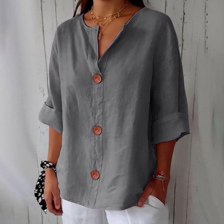 Women’s V-Neck Button-Up Shirt