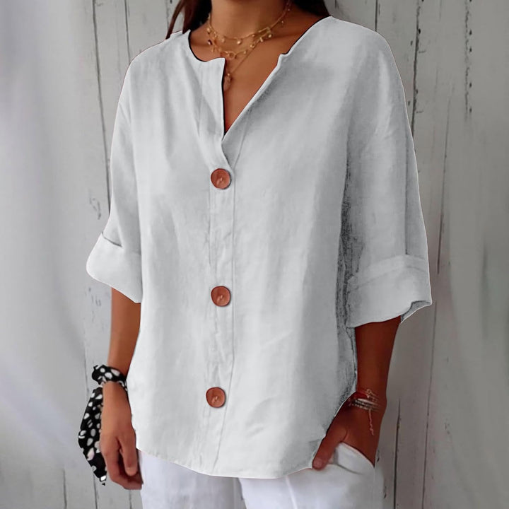Women’s V-Neck Button-Up Shirt