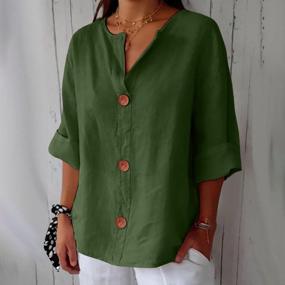 Women’s V-Neck Button-Up Shirt