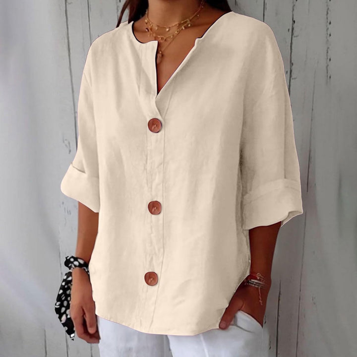 Women’s V-Neck Button-Up Shirt