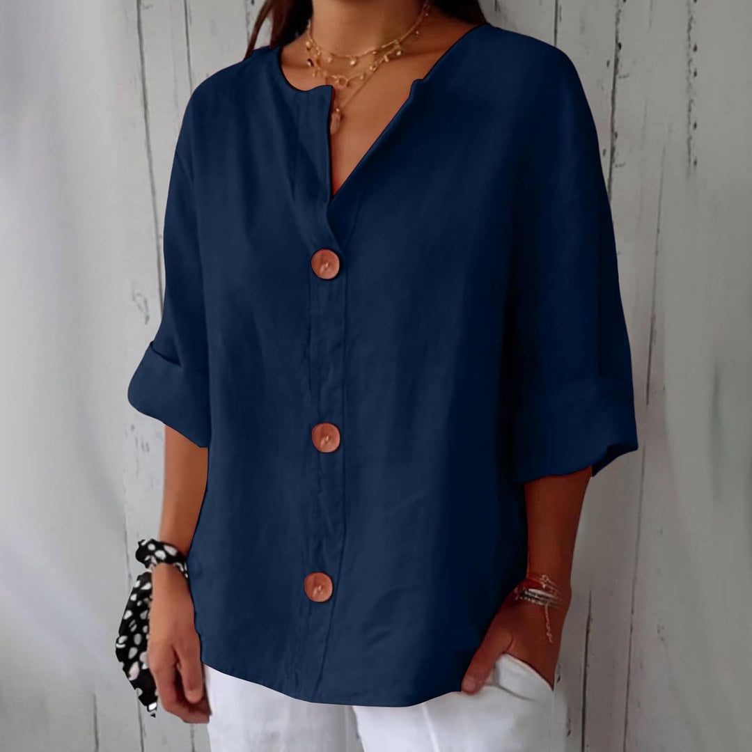 Women’s V-Neck Button-Up Shirt