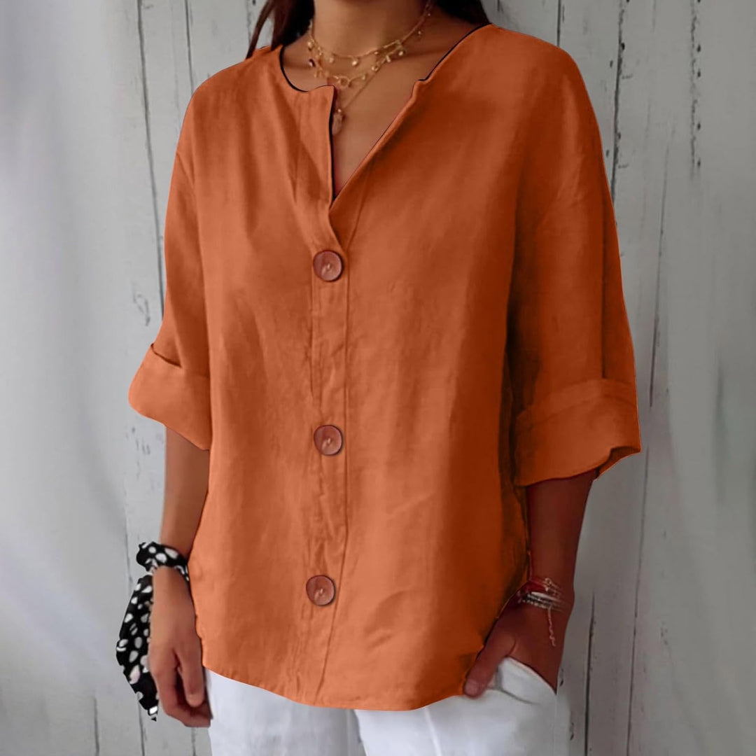 Women’s V-Neck Button-Up Shirt