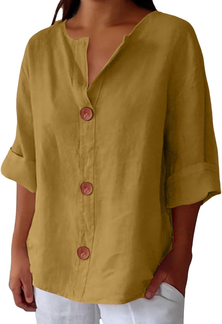 Women’s V-Neck Button-Up Shirt