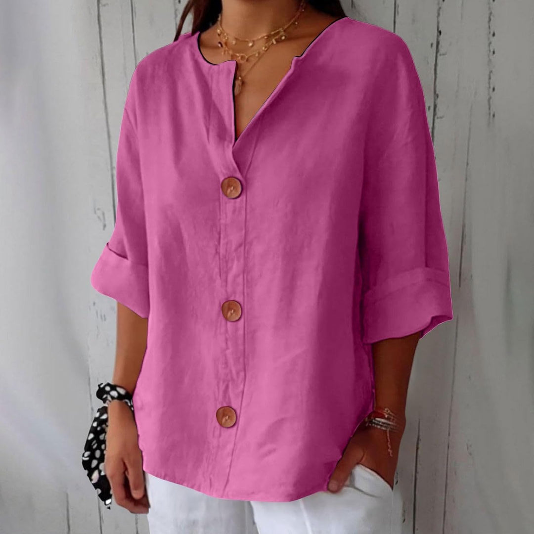 Women’s V-Neck Button-Up Shirt