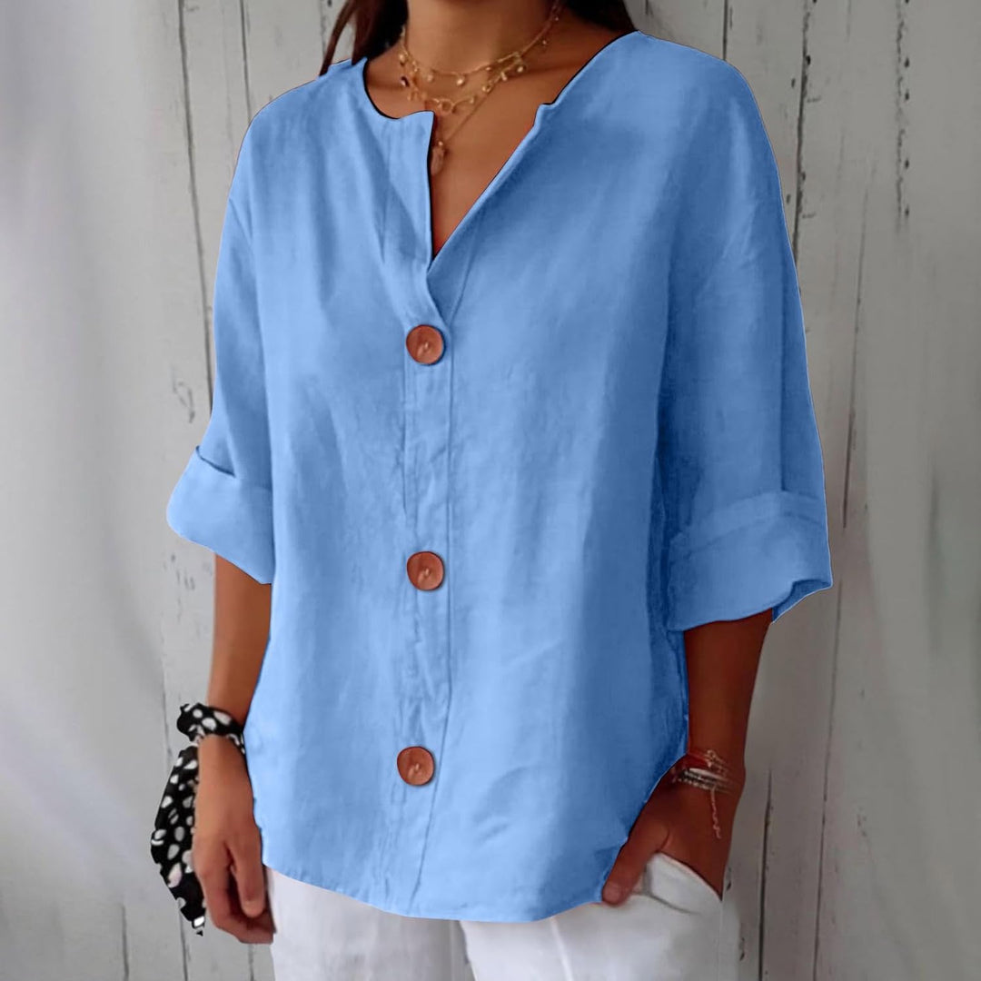 Women’s V-Neck Button-Up Shirt