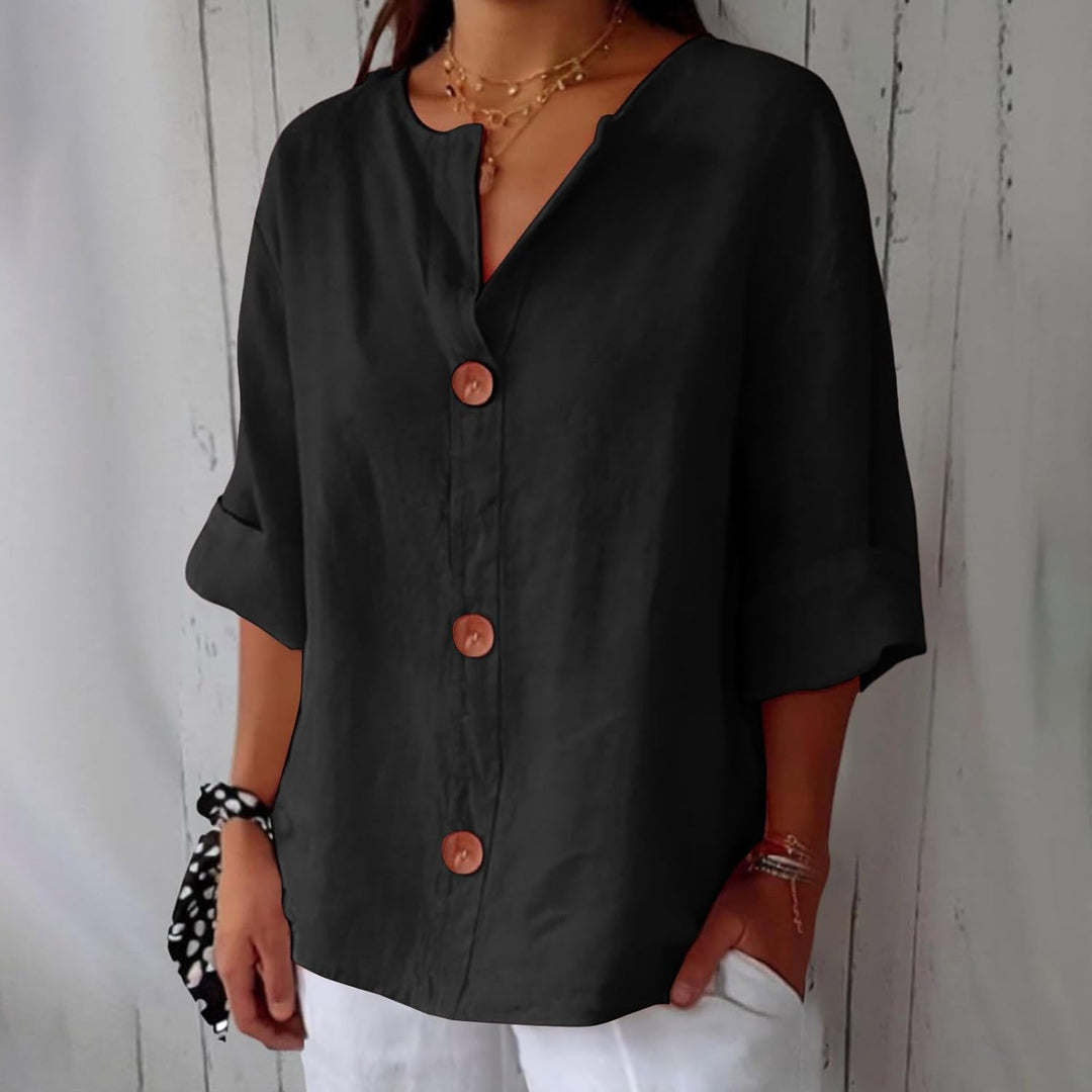 Women’s V-Neck Button-Up Shirt