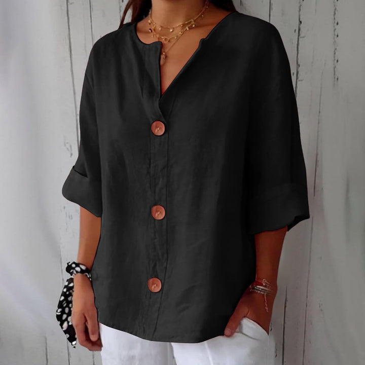 Women’s V-Neck Button-Up Shirt