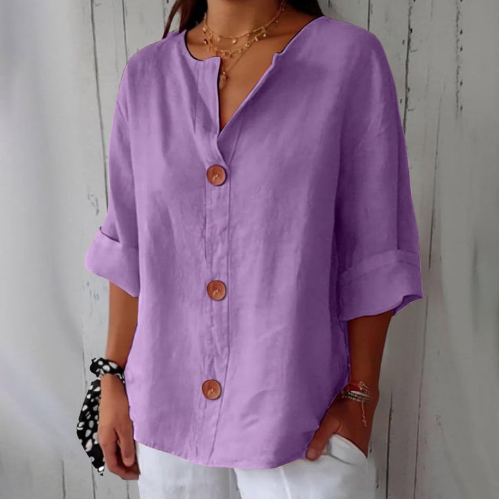 Women’s V-Neck Button-Up Shirt