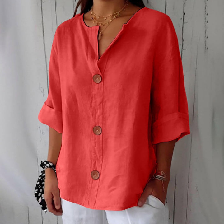 Women’s V-Neck Button-Up Shirt
