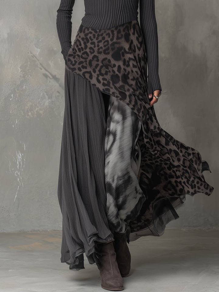 Martina | Long Dress with Leopard Print