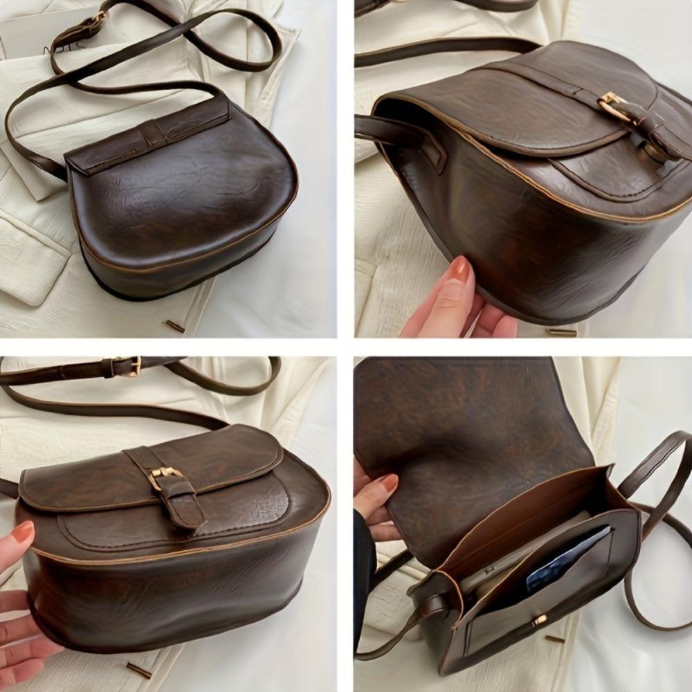 Evelyn | Compact and Stylish — Leather Saddle Bag