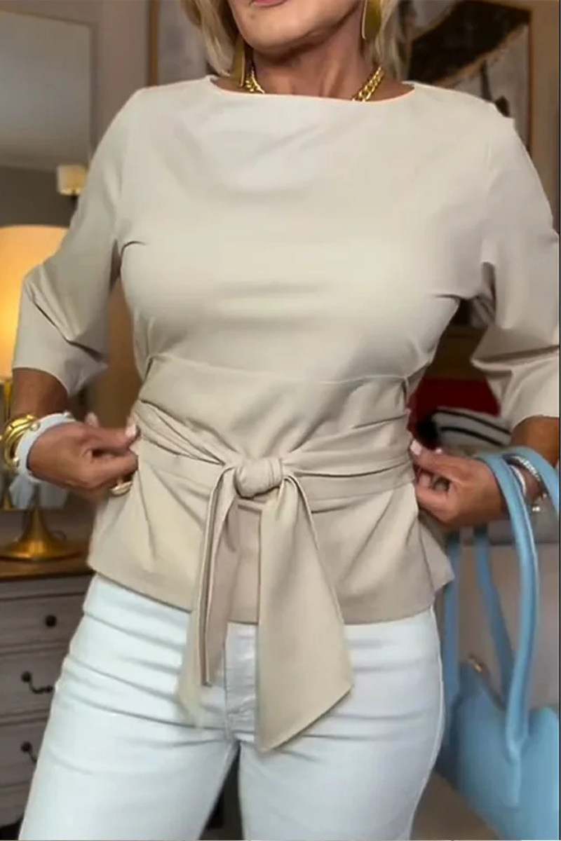 Women’s Tie-Waist Three-Quarter-Sleeve Top