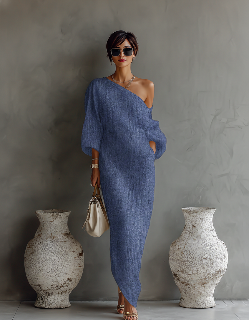 Isabella | Flowing Linen Off-Shoulder Dress