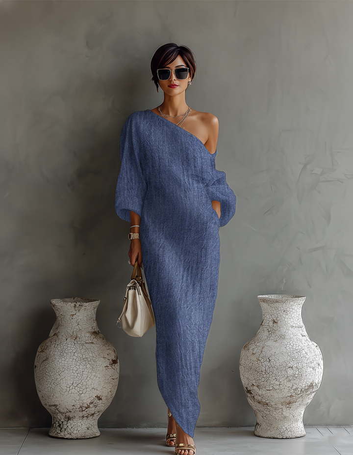 Isabella | Flowing Linen Off-Shoulder Dress