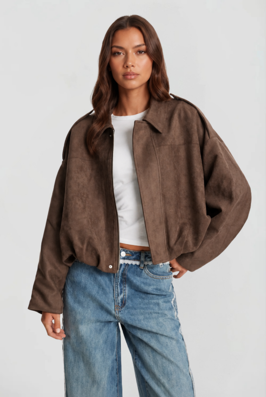 Womens Oversized Suede Jacket