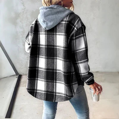 Women’s Checked Hooded Overshirt