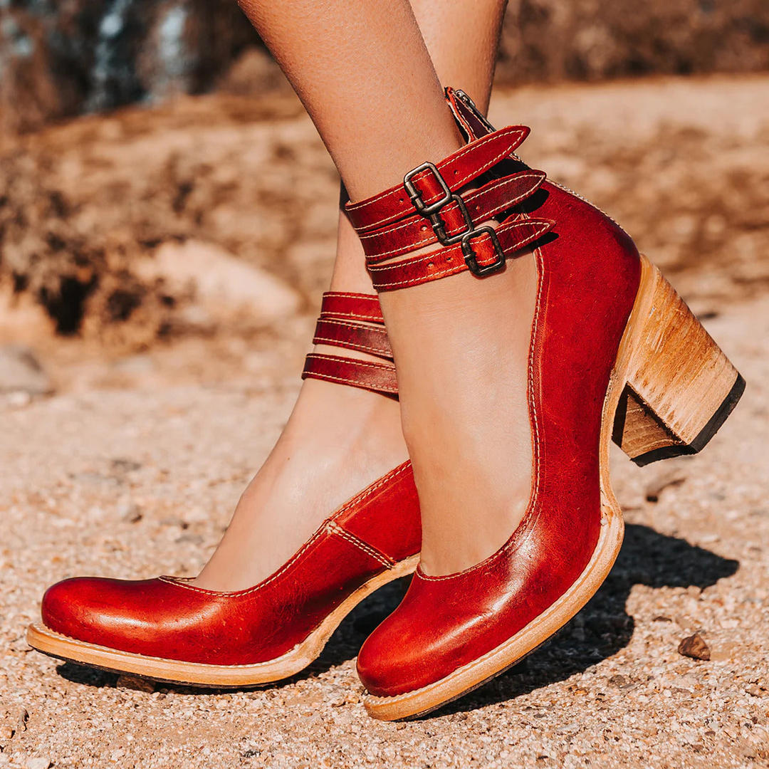 Women’s Triple-Buckle Block-Heel Shoes