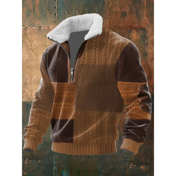 Men’s Fleece-Collar Cable-Knit Quarter-Zip Jumper