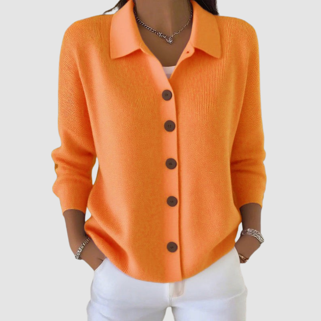 Women’s Collared Button-Up Knitted Cardigan