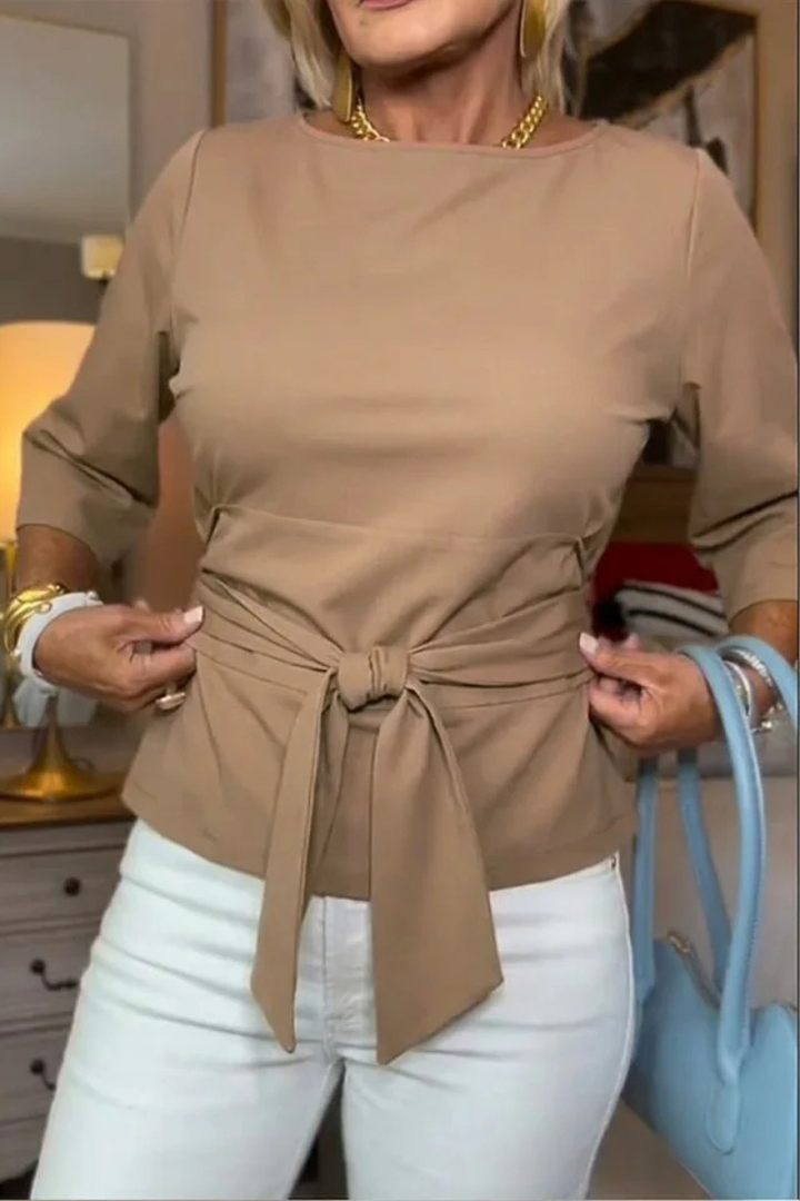 Women’s Tie-Waist Three-Quarter-Sleeve Top